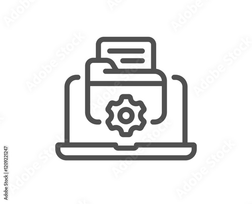 Data entry line icon. Folder with document file sign. Input information symbol. Quality design element. Linear style data entry icon. Editable stroke. Vector