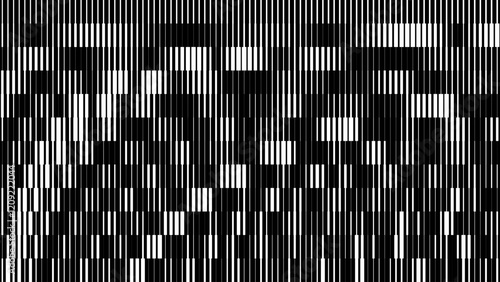 Glitch TV Stripes Screen. Random Width Lines Glitch Overlay Texture. Retro Vintage TV Signal Error Aesthetics. Vaporwave Retrowave Abstract Lines Background. Vector Illustration.