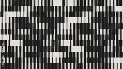 Glitch TV Stripes Screen. Random Width Lines Glitch Overlay Texture. Retro Vintage TV Signal Error Aesthetics. Vaporwave Retrowave Abstract Lines Background. Vector Illustration.