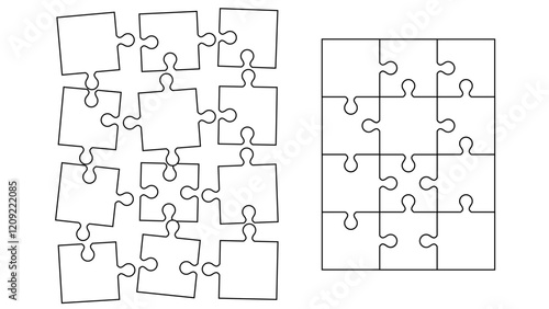Jigsaw Puzzle Pieces Background. Puzzle Mosaic Grid. Vector Illustration.