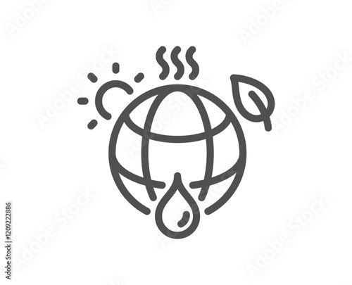 Climate change line icon. Global warming sign. Planet sustainability symbol. Quality design element. Linear style climate change icon. Editable stroke. Vector