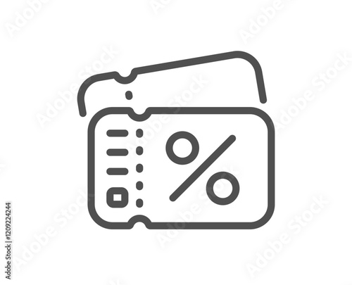 Voucher line icon. Gift coupon sign. Discount offer ticket symbol. Quality design element. Linear style voucher icon. Editable stroke. Vector
