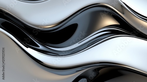 Wallpaper Mural A close-up view of a shiny metallic surface with a wave-like pattern. Torontodigital.ca