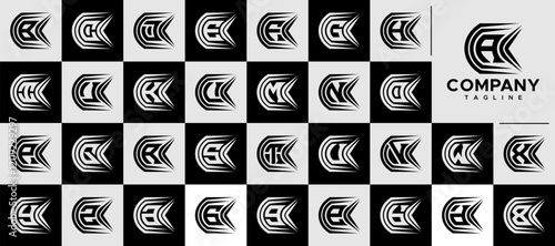 Sharp speed line abstract letter A-Z logo set