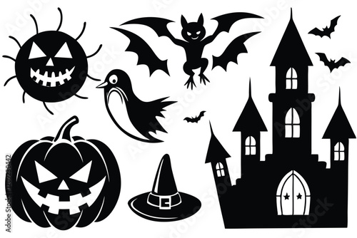 vector halloween set of halloween icons photo