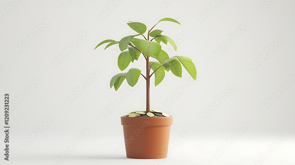 Fototapeta premium Growing Wealth: A 3D Render of a Money Tree