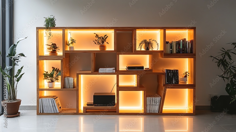 Fototapeta premium Cozy Living Room with Ambient Lighting