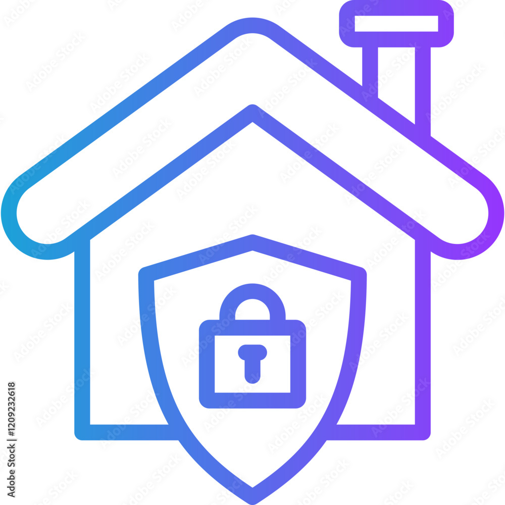 Home Security line gradient icon