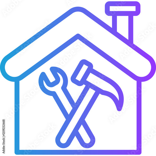 Home Renovation line gradient icon