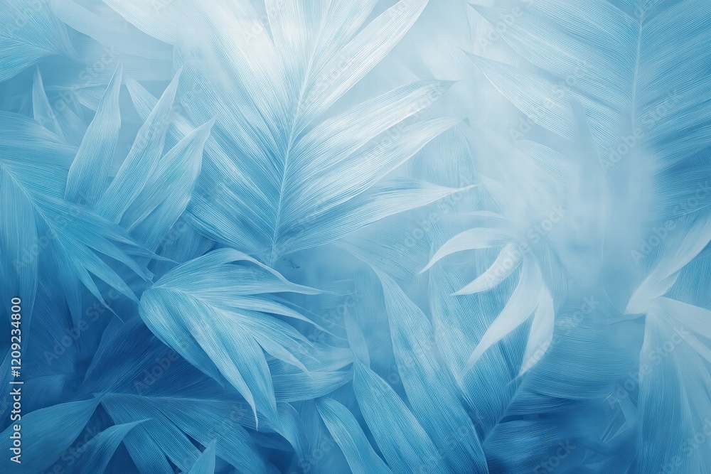 Obraz premium Ethereal Blue Leaves Background