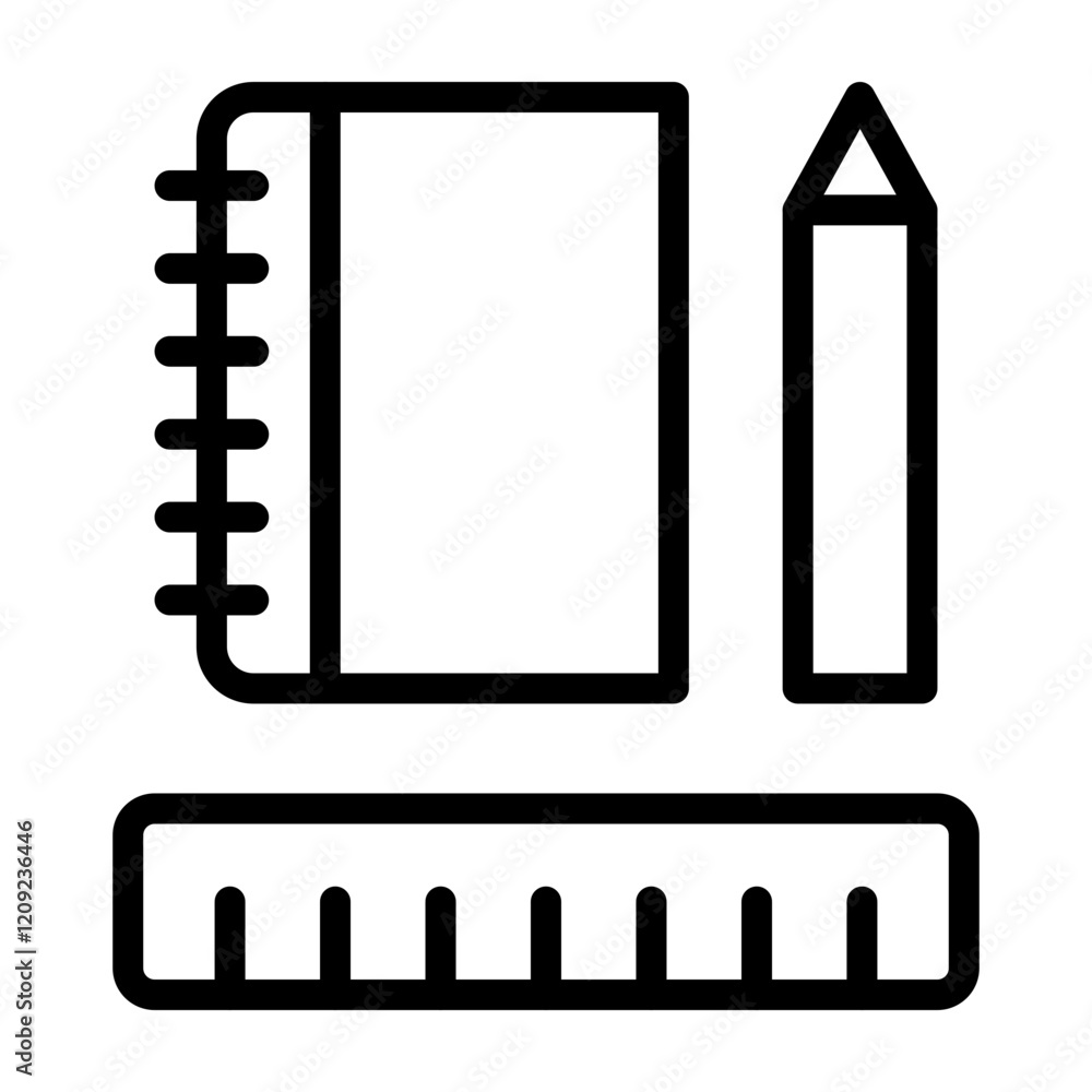 School Supplies Vector Line Icon Design School Supplies Vector Line Icon Design