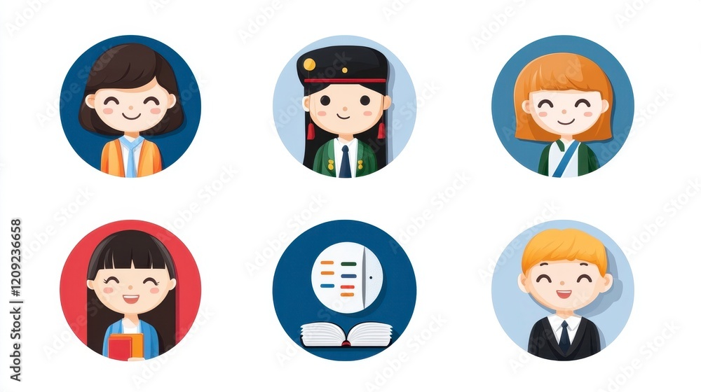 Diverse Cartoon Characters Representing Various Occupations and Studies Diverse Cartoon Characters Representing Various Occupations and Studies