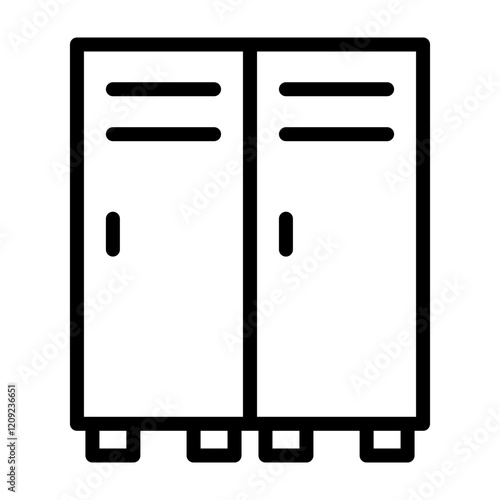 School Lockers Vector Line Icon Design