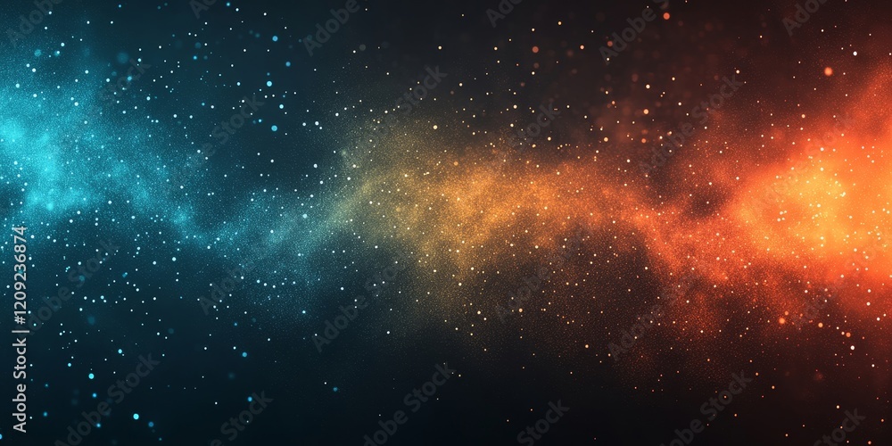 Naklejka premium Orange teal glowing gradient on black background, noise texture banner design, Generative AI