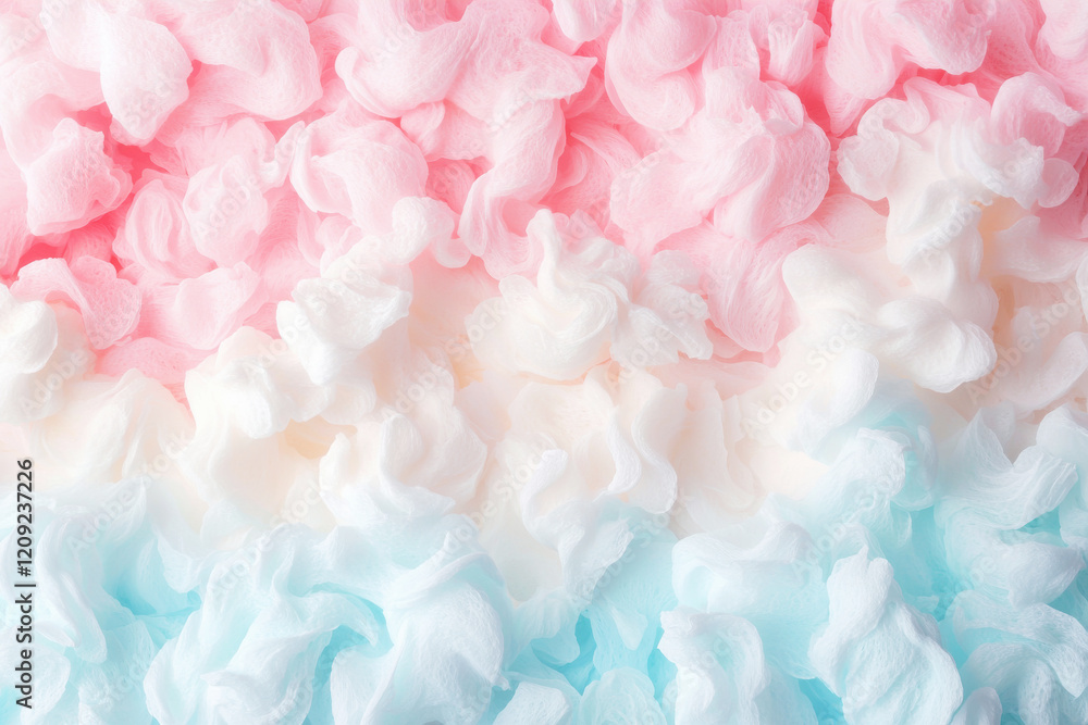 Fototapeta premium Whimsical pastel gradient pattern blending pink, white, and blue hues for a dreamy effect perfect for backgrounds or textile designs