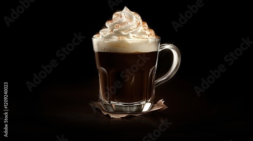 coffee mug with dark coffee and cream layered on top