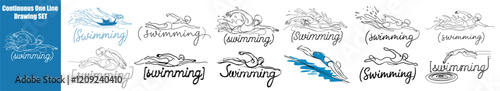 Swimming Continuous One Line Drawing Vector Art 