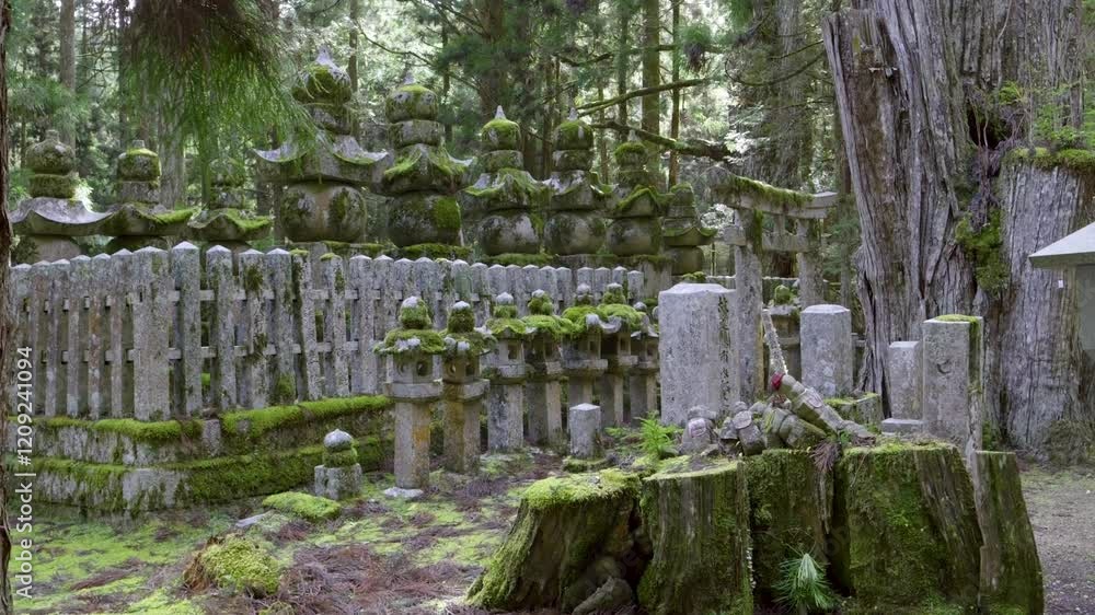 Beautiful temple grounds with overgrown moss in Japan Beautiful temple grounds with overgrown moss in Japan
