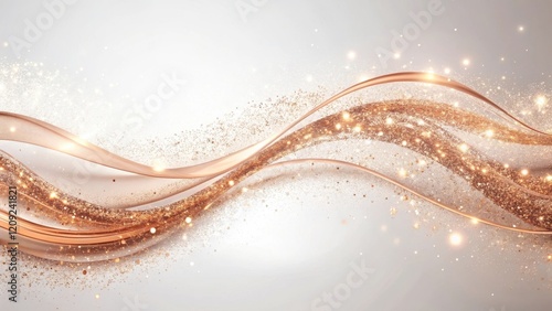 Elegant Rose Gold Waves with Shimmering Particles and Glowing Lights A Luxurious Abstract Background