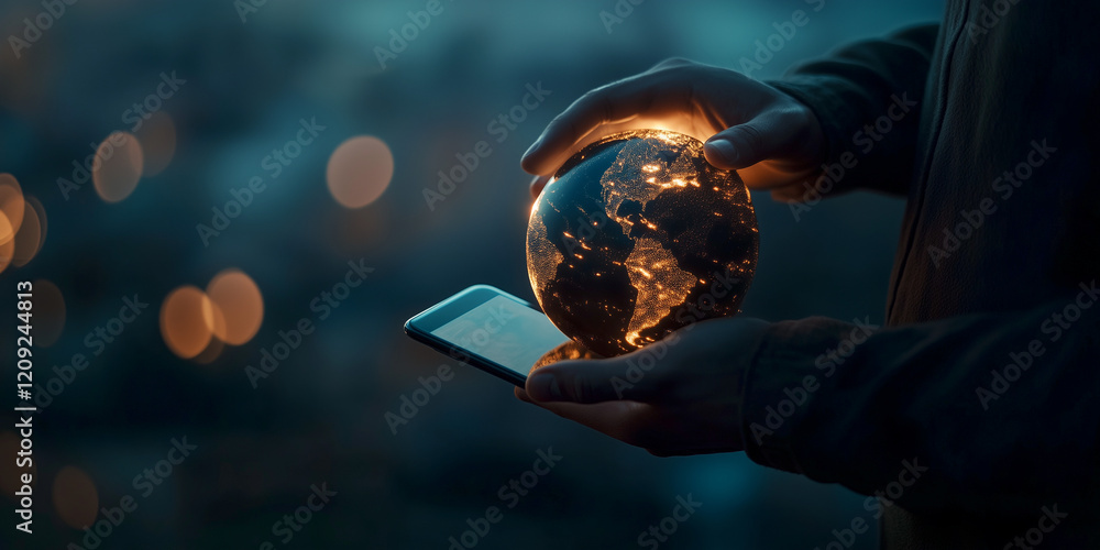 Fototapeta premium hologram on smartphone