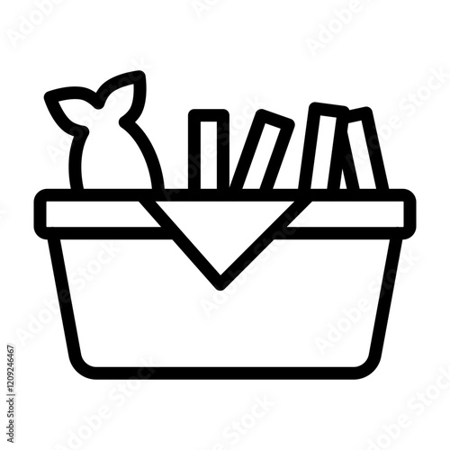 Fish and Chips Vector Line Icon Design