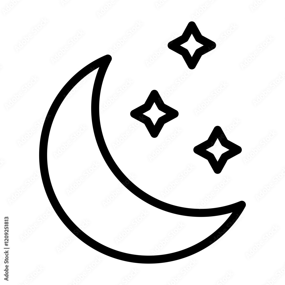 Starry Night Vector Line Icon Design Starry Night Vector Line Icon Design