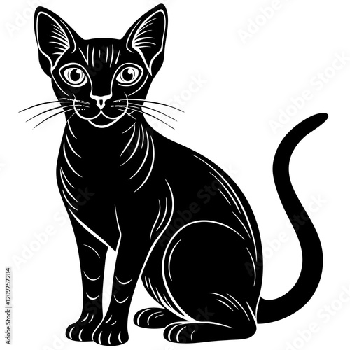 Abyssinian Cat Silhouette on White