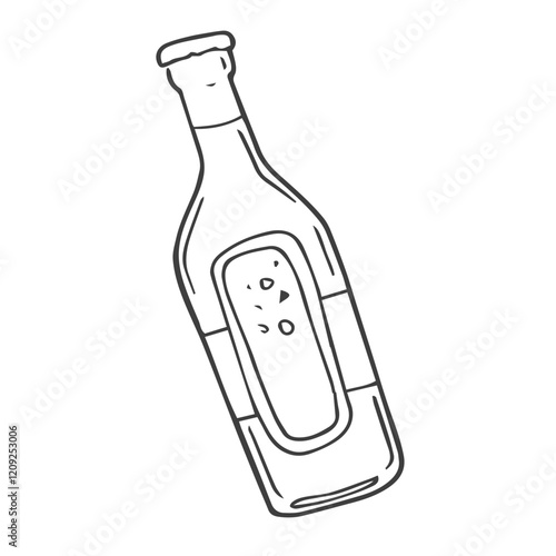 Vector Single Sketch Glass Bottle of Beer
