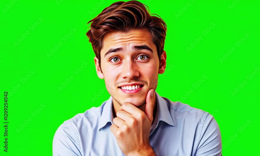 a man with confused expression on the green screen a man with confused expression on the green screen