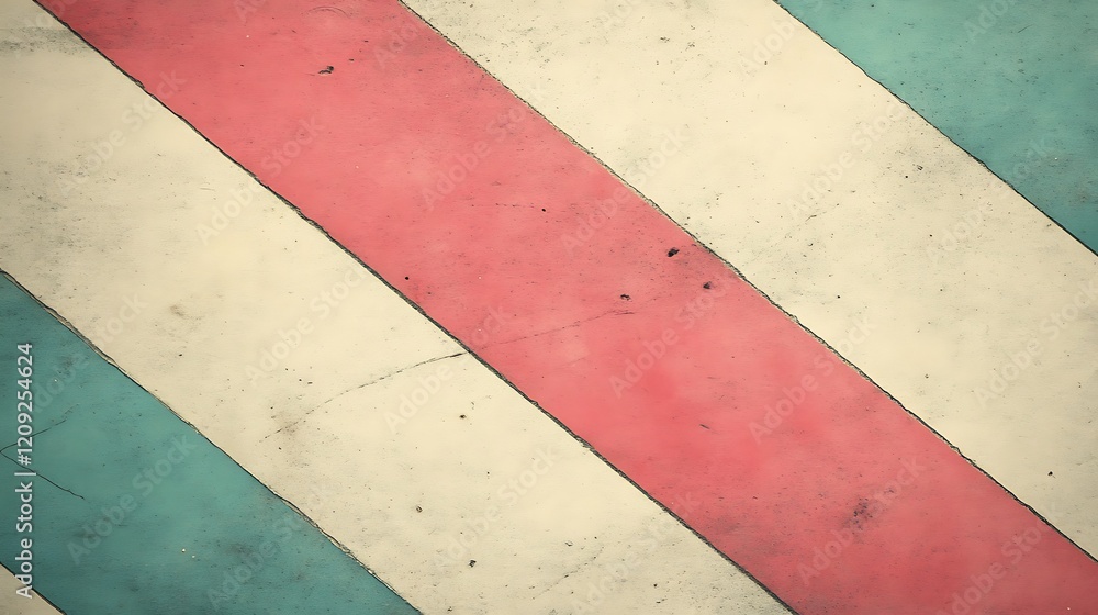 Fototapeta premium Diagonal Stripes of Pink Teal and Beige Paint