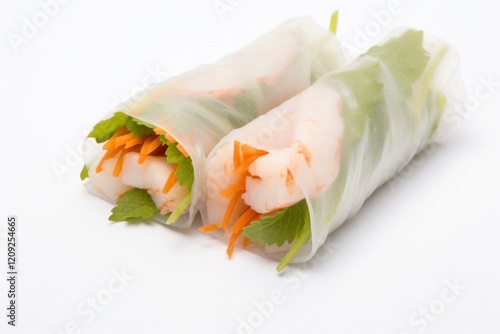 Vietnamese spring roll food white background vegetable photo