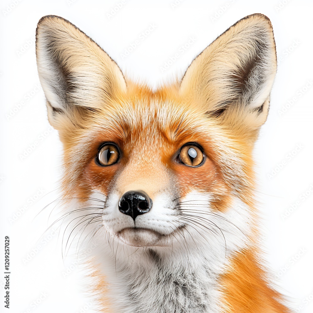 Fototapeta premium Vivid Portrait of a Fox with Striking Eyes and Fluffy Fur Details