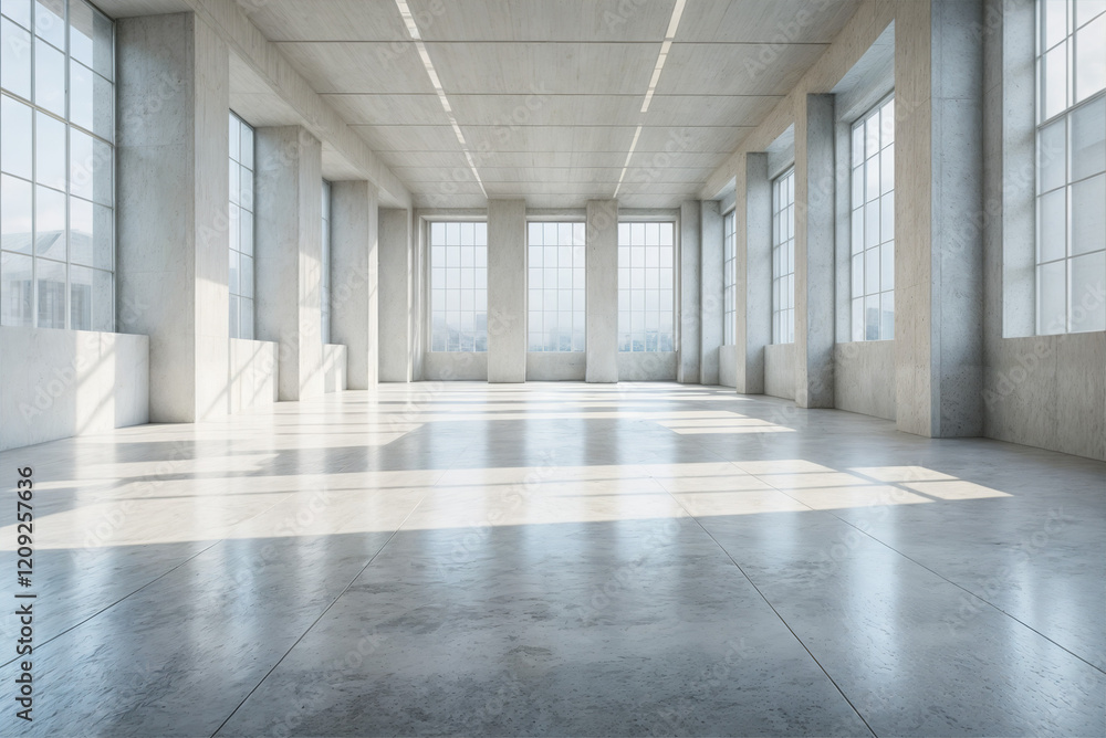 An unoccupied contemporary interior with minimalist design and ample natural light, creating a serene and spacious atmosphere for potential use as a home, office, or commercial space An unoccupied contemporary interior with minimalist design and ample natural light, creating a serene and spacious atmosphere for potential use as a home, office, or commercial space
