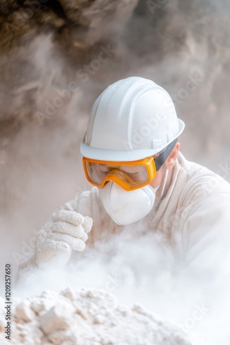 Protecting health while working in a dusty quarry during mineral extraction in a mining operation