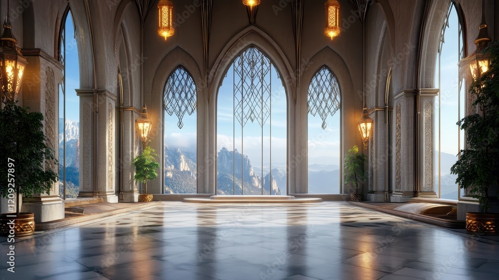 A stunning 3D fantasy medieval throne room showcasing intricate gothic architecture and enchanting details. A stunning 3D fantasy medieval throne room showcasing intricate gothic architecture and enchanting details.