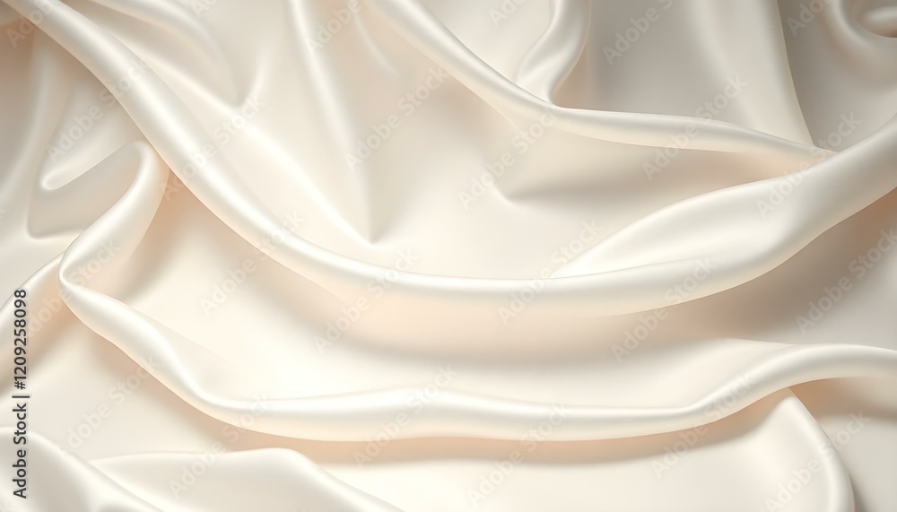 Obraz premium Luxurious White Silk Fabric Texture: Elegant Flowing Shimmer Background soft folds drape 
