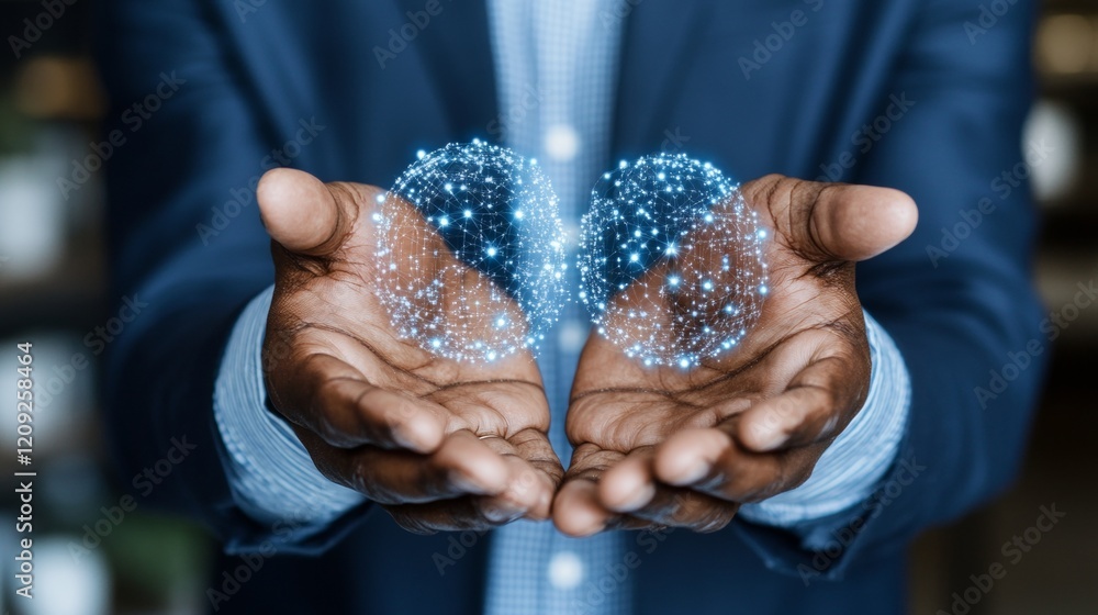 Innovative Engineer Working with Holographic Technology Innovative Engineer Working with Holographic Technology