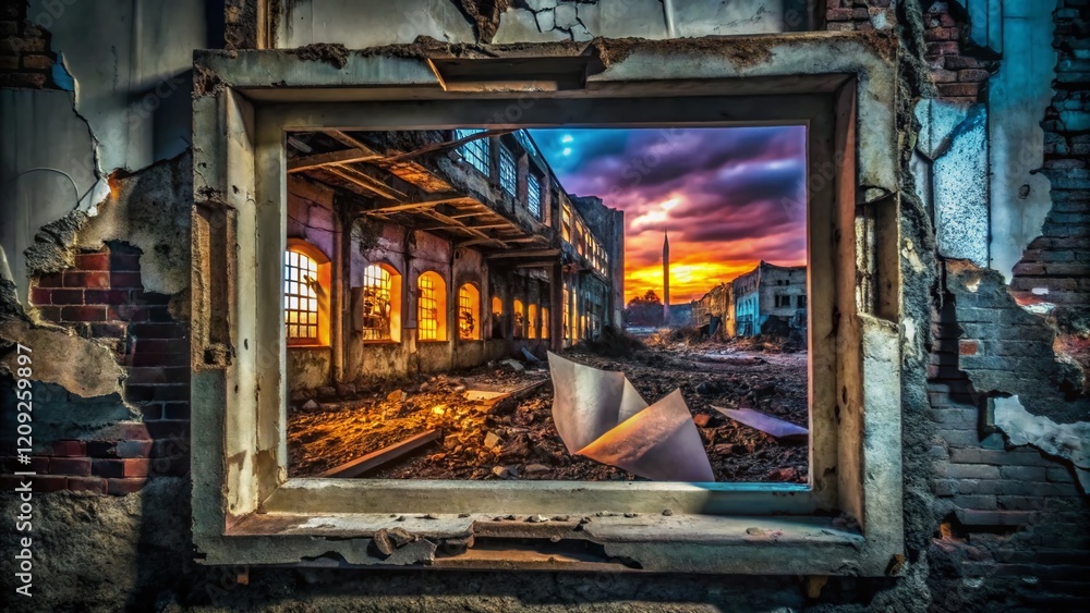 Abandoned Building Interior: White Torn Paper Frame Background Urban Exploration Photography Abandoned Building Interior: White Torn Paper Frame Background Urban Exploration Photography