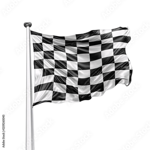 Black and white checkered flag isolated on a transparent background photo