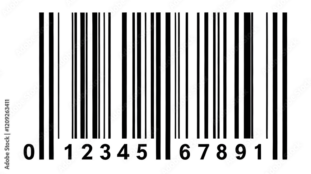 Standard Barcode with Numeric Code: barcode scanner, barcode technology, UPC code, barcode system, product identification. Standard Barcode with Numeric Code: barcode scanner, barcode technology, UPC code, barcode system, product identification.