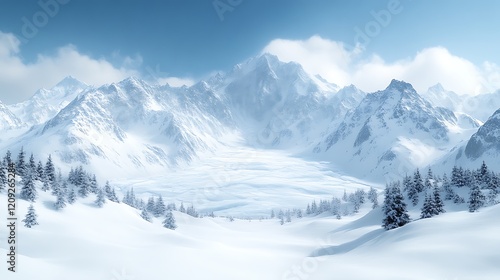 Wallpaper Mural Majestic Winter Mountain Range Covered in Pristine Snow Torontodigital.ca