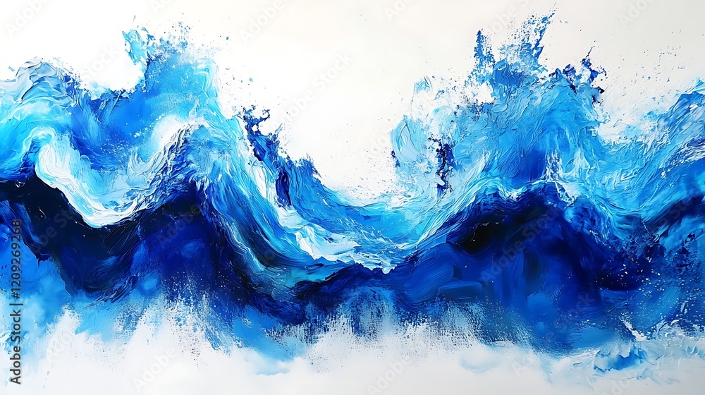 Ocean Wave Abstract Painting: A Symphony of Blues and Whites Ocean Wave Abstract Painting: A Symphony of Blues and Whites