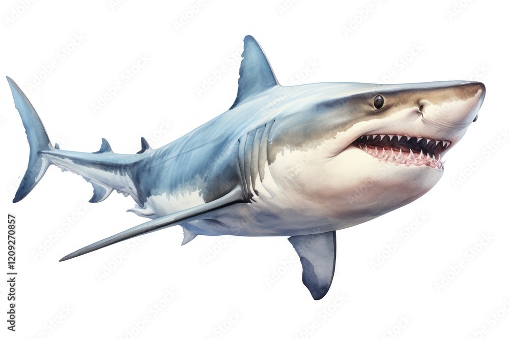 Fototapeta premium Shark animal fish white background