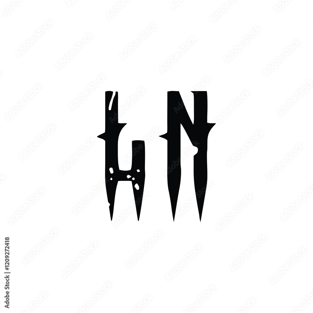 Obraz premium LN monogram logo design letter text name symbol monochrome logotype alphabet character simple logo