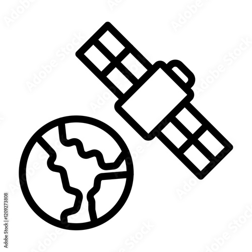 Remote Sensing Satellite Vector Line Icon Design