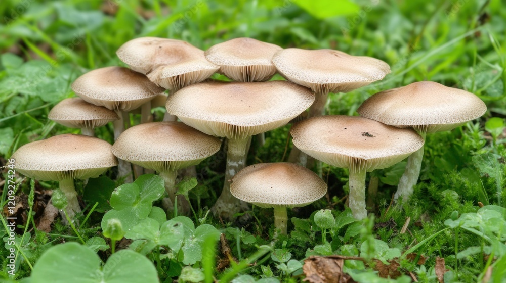 A Cluster of Mushrooms in the Forest