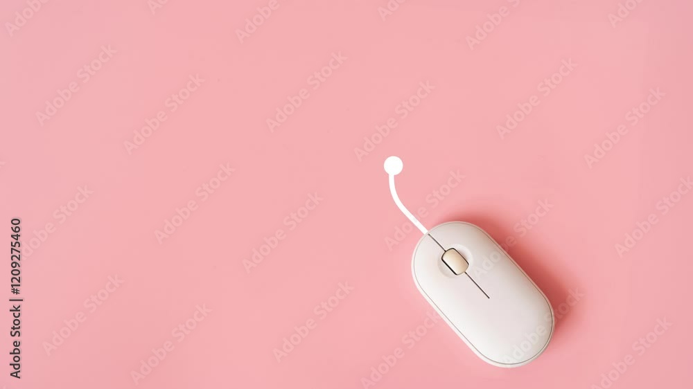 communication concept, animated video of white computer mouse with blank speech bubble heart shape, 4K communication concept, animated video of white computer mouse with blank speech bubble heart shape, 4K