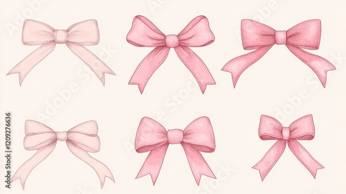 Cute Vector Frame Set with Coquettish Bow for Girly Wedding and Greeting Design photo