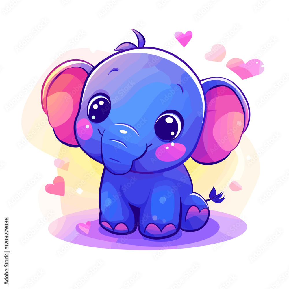 Fototapeta premium Adorable Cartoon Baby Elephant