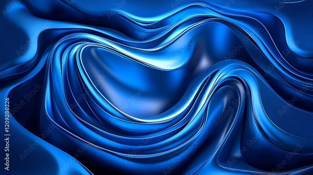 Obraz premium Abstract Blue Swirling Liquid Wave Design